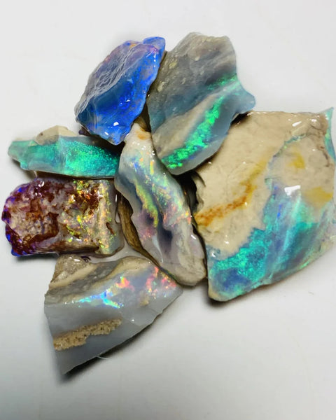 Lightning Ridge Rough Opal Parcel 38cts Semi Black & Crystal High Grade Very Bright Lovely colourful material for cutters 18x14x7mm to 13x8x3mm WSX17