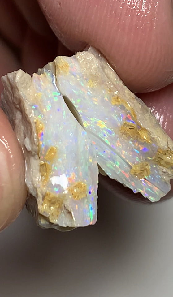 Lightning Ridge Rough Opal 20cts Stunning Cutters Candy Material High Grade Super Bright  Multifires in multi bars 22x17x8mm & 19x15x6mm WAC04