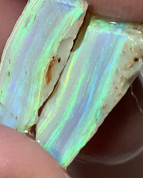 Lightning Ridge Rough Opal Crystal 16.5cts Cutters Candy® Exotic Seam Split Gem Grade packed with Amazing Bright fires in stunning bars 20x10x6mm & 18x8x7mm WSV19