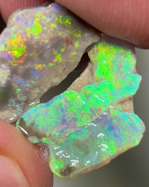 Mintabie Opal Dark Base Crystal Seam Rough 12.75cts Super Bright gorgeous Multifires 17x8x8mm to 17x10x3mm  RL014