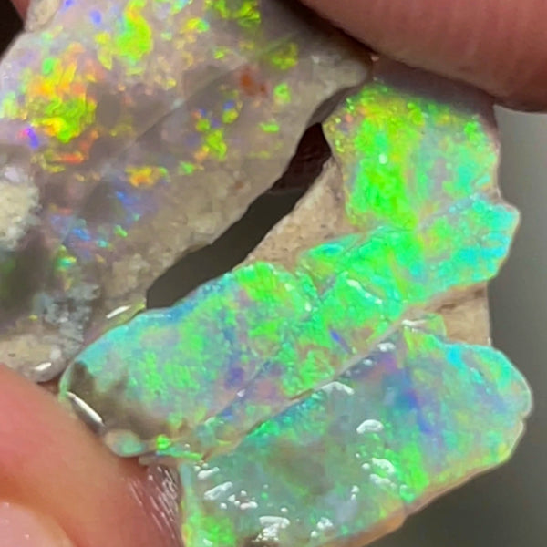 Mintabie Opal Dark Base Crystal Seam Rough 12.75cts Super Bright gorgeous Multifires 17x8x8mm to 17x10x3mm  RL014