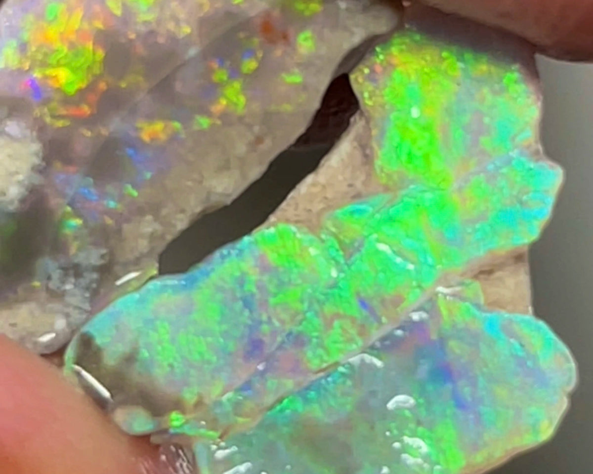 Mintabie Opal Dark Base Crystal Seam Rough 12.75cts Super Bright gorgeous Multifires 17x8x8mm to 17x10x3mm  RL014