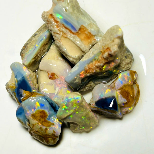 Lightning Ridge Rough Opal Parcel 57cts Stunning colourful material to explore  22x15x12mm to 13x8x6mm WAB15