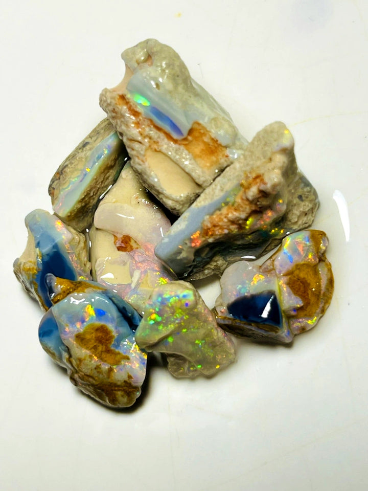 Lightning Ridge Rough Opal Parcel 57cts Stunning colourful material to explore  22x15x12mm to 13x8x6mm WAB15