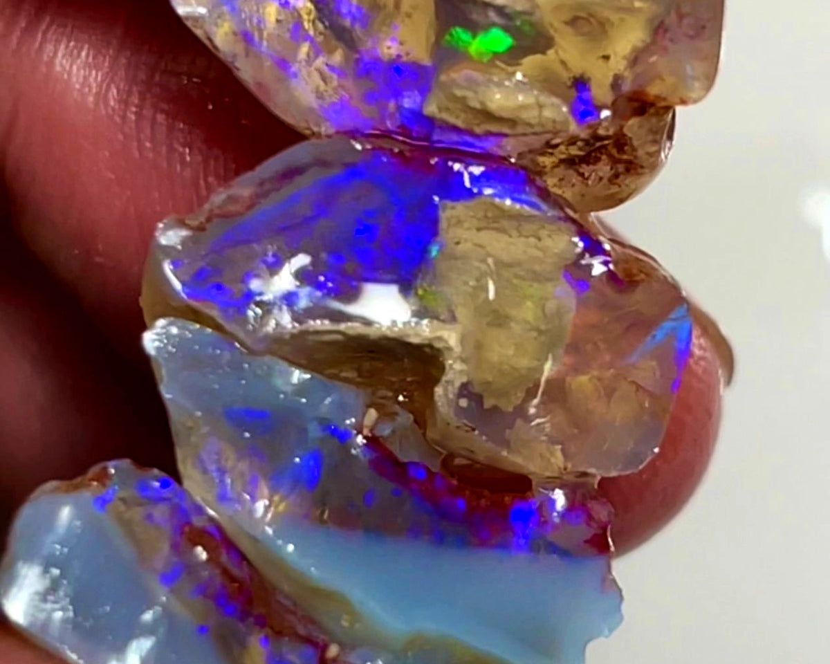 Lightning Ridge 37cts Bright 2 sets knobby Opal rough splits Stunning Bright Blue dominant fires 18x16x7 to 18x8x7 mm 1130