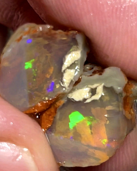 Lightning Ridge Dark Crystal knobby opal  split 15.5cts Thick deep bars stunning Multi colours 15x10x9mm to 12x10x8mm WAC53