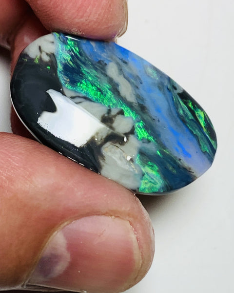 Lightning Ridge Rough / Rub Semi Black opal 21.4cts Mother Nature's Oil painting Picture stone with Bright multicolours 30x18x4mm WSU53