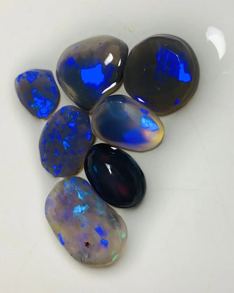 Lightning Ridge Knobby Opal Rough/Rub/Preforms Parcel Black, Semi Black & Crystal From the Miners Bench® 14cts Gem Bright fires 13x9x3mm to 7x5x2mm WSX25