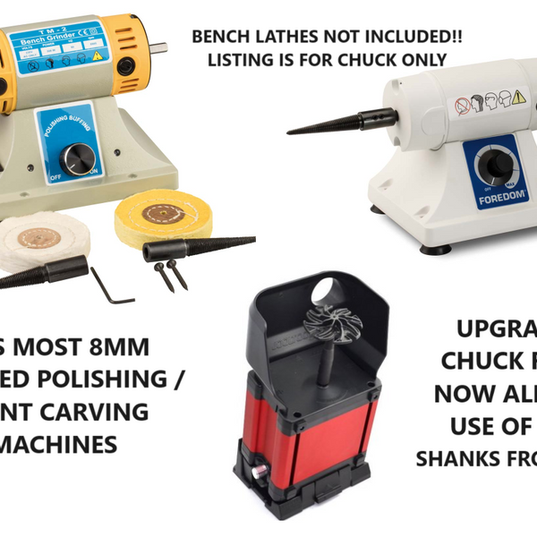 1-6mm Keyed Chuck with motor spindle 8mm hole size fits TM=2 Foredom & JoolTool bench polishers / lathes plus others