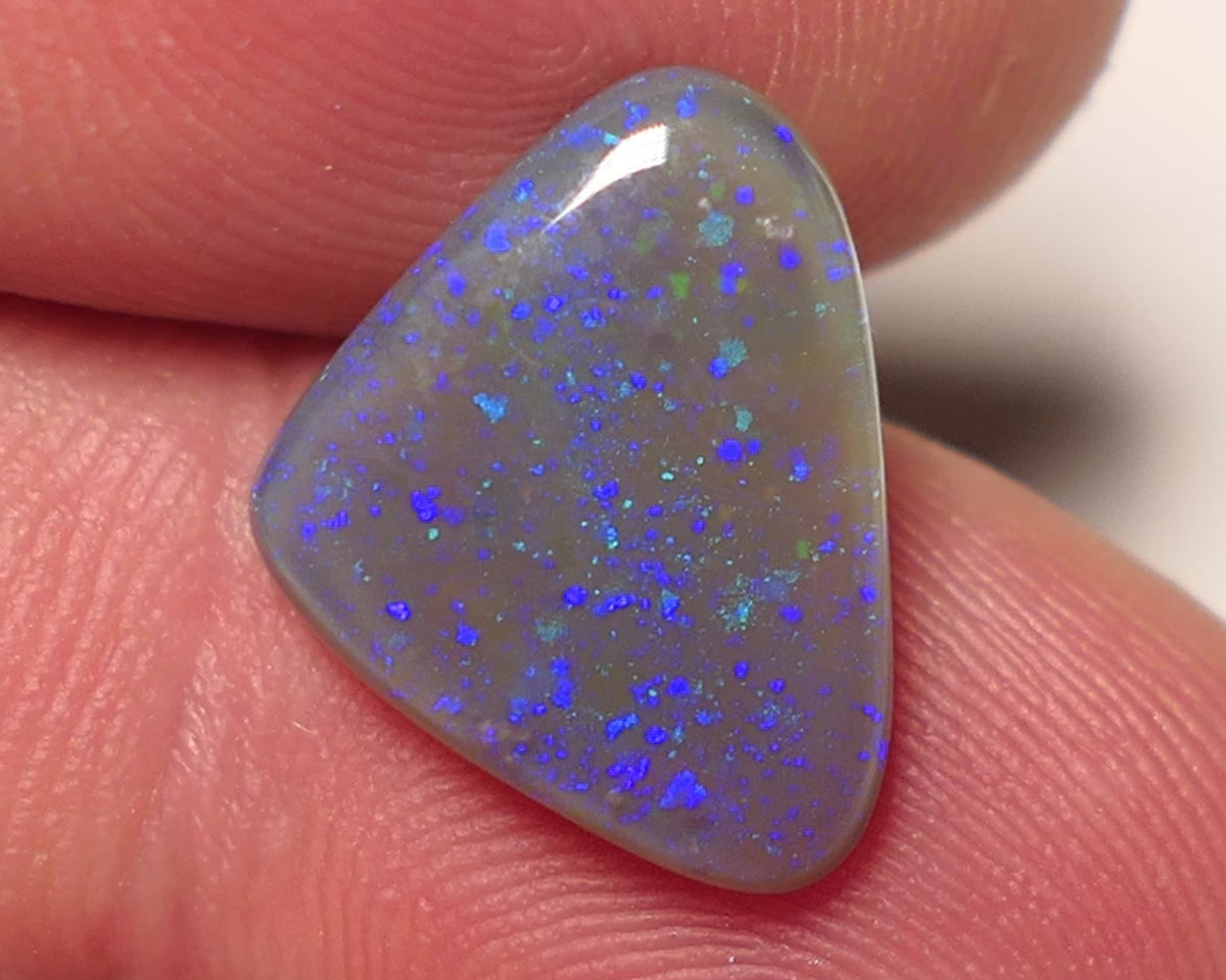 Lightning Ridge Double Sided Dark Crystal Opal Gemstone 5cts Gem Grade  N6 Body Tone B3 Stunning Blues with flashes of Greens 15x16x3mm WAC60