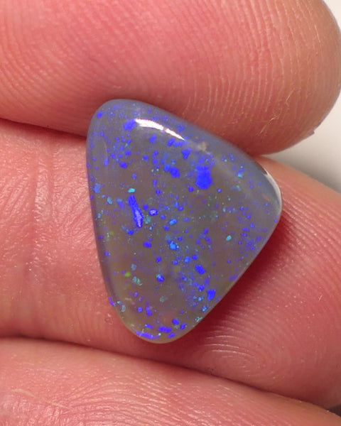 Lightning Ridge Double Sided Dark Crystal Opal Gemstone 5cts Gem Grade  N6 Body Tone B3 Stunning Blues with flashes of Greens 15x16x3mm WAC60