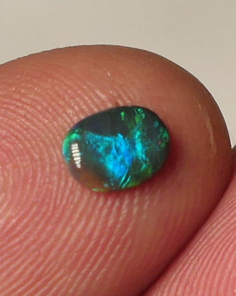 Black Opal Gemstone 0.35cts Gem Grade Mulga® N4 Body Tone B3 Brightness Stunning Green/Blue Fires 6x4.5x1.5mm WAC66