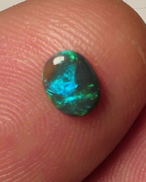 Black Opal Gemstone 0.35cts Gem Grade Mulga® N4 Body Tone B3 Brightness Stunning Green/Blue Fires 6x4.5x1.5mm WAC66