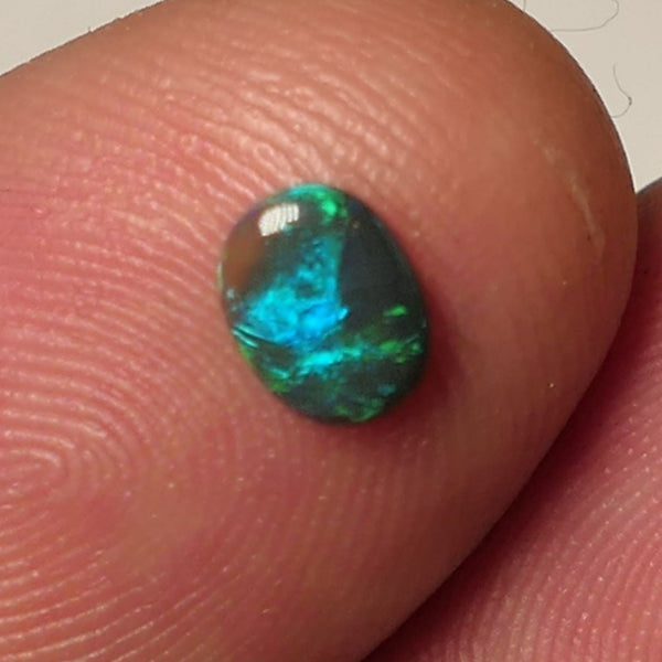 Black Opal Gemstone 0.35cts Gem Grade Mulga® N4 Body Tone B3 Brightness Stunning Green/Blue Fires 6x4.5x1.5mm WAC66