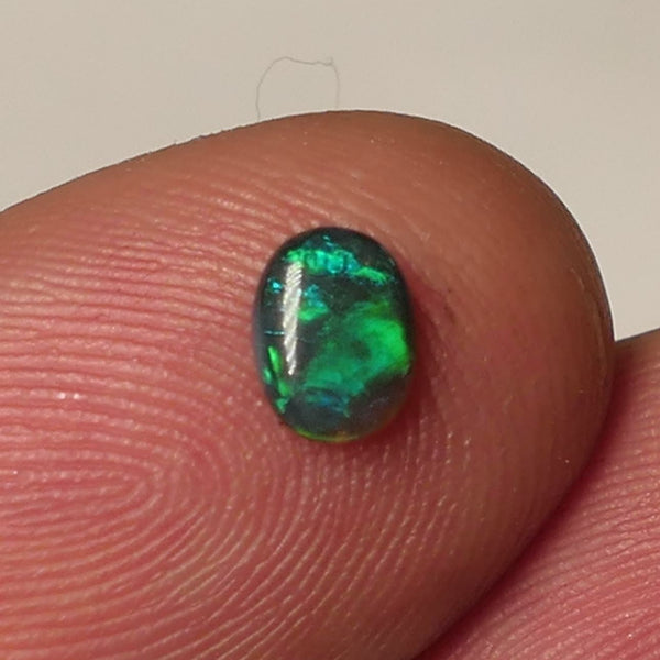 Black Opal Gemstone 0.35cts Gem Grade Mulga® N4 Body Tone B3 Brightness Stunning Green/Blue Fires 6x4.5x1.5mm WAC66