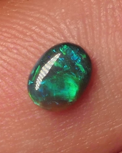 Black Opal Gemstone 0.35cts Gem Grade Mulga® N4 Body Tone B3 Brightness Stunning Green/Blue Fires 6x4.5x1.5mm WAC66