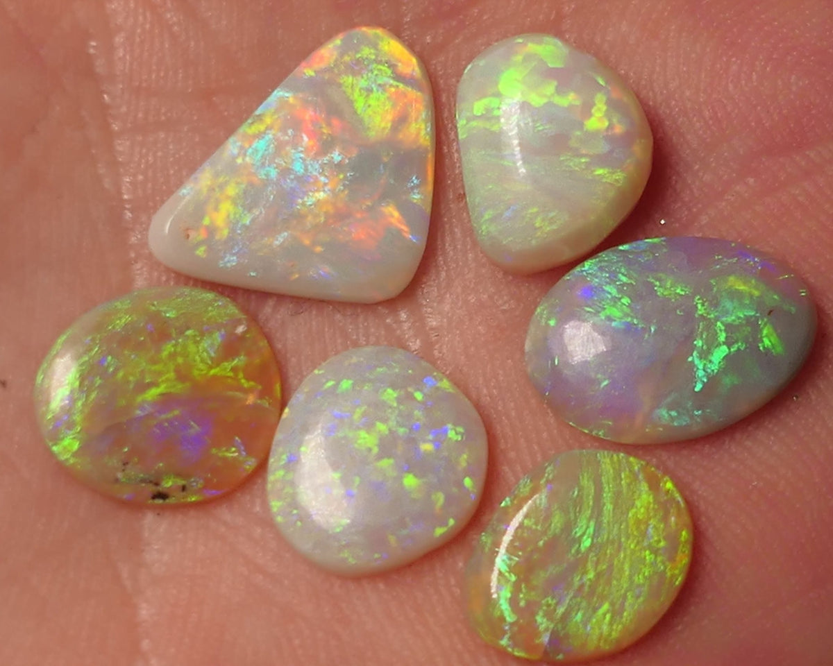 Lightning Ridge Opal Rubs/Preforms Jewellery Makers parcel Gem Grade Light Dark & Crystal Miners Bench® Preforms 12.6cts Gorgeous Vivid Vibrant Super bright Multifires 14x10x2mm to 11x8x2mm WAC67