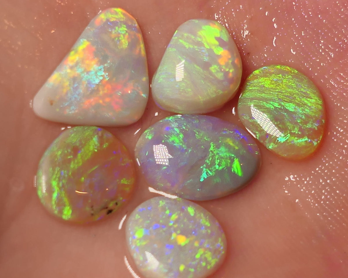 Lightning Ridge Opal Rubs/Preforms Jewellery Makers parcel Gem Grade Light Dark & Crystal Miners Bench® Preforms 12.6cts Gorgeous Vivid Vibrant Super bright Multifires 14x10x2mm to 11x8x2mm WAC67