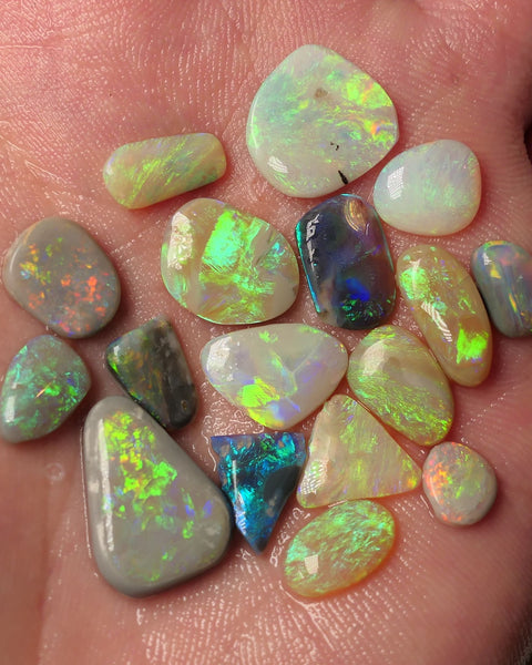 Lightning Ridge Opal Rubs/Preforms Jewellery Makers parcel Gem Grade Dark Light & Crystal Miners Bench® Preforms 29cts Gorgeous Vivid Vibrant Super bright Multifires 17x12x4mm to 7x6x1.5mm WAC69