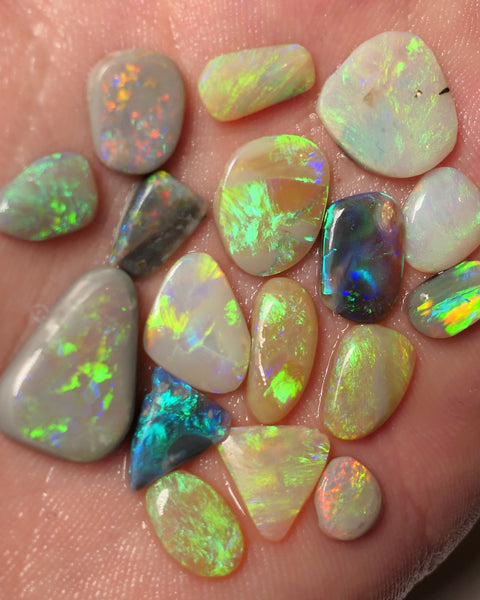 Lightning Ridge Opal Rubs/Preforms Jewellery Makers parcel Gem Grade Dark Light & Crystal Miners Bench® Preforms 29cts Gorgeous Vivid Vibrant Super bright Multifires 17x12x4mm to 7x6x1.5mm WAC69