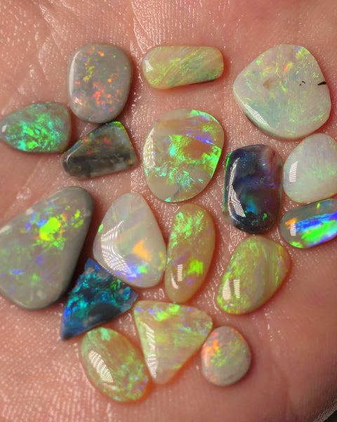 Lightning Ridge Opal Rubs/Preforms Jewellery Makers parcel Gem Grade Dark Light & Crystal Miners Bench® Preforms 29cts Gorgeous Vivid Vibrant Super bright Multifires 17x12x4mm to 7x6x1.5mm WAC69