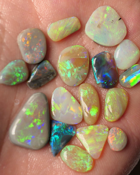 Lightning Ridge Opal Rubs/Preforms Jewellery Makers parcel Gem Grade Dark Light & Crystal Miners Bench® Preforms 29cts Gorgeous Vivid Vibrant Super bright Multifires 17x12x4mm to 7x6x1.5mm WAC69