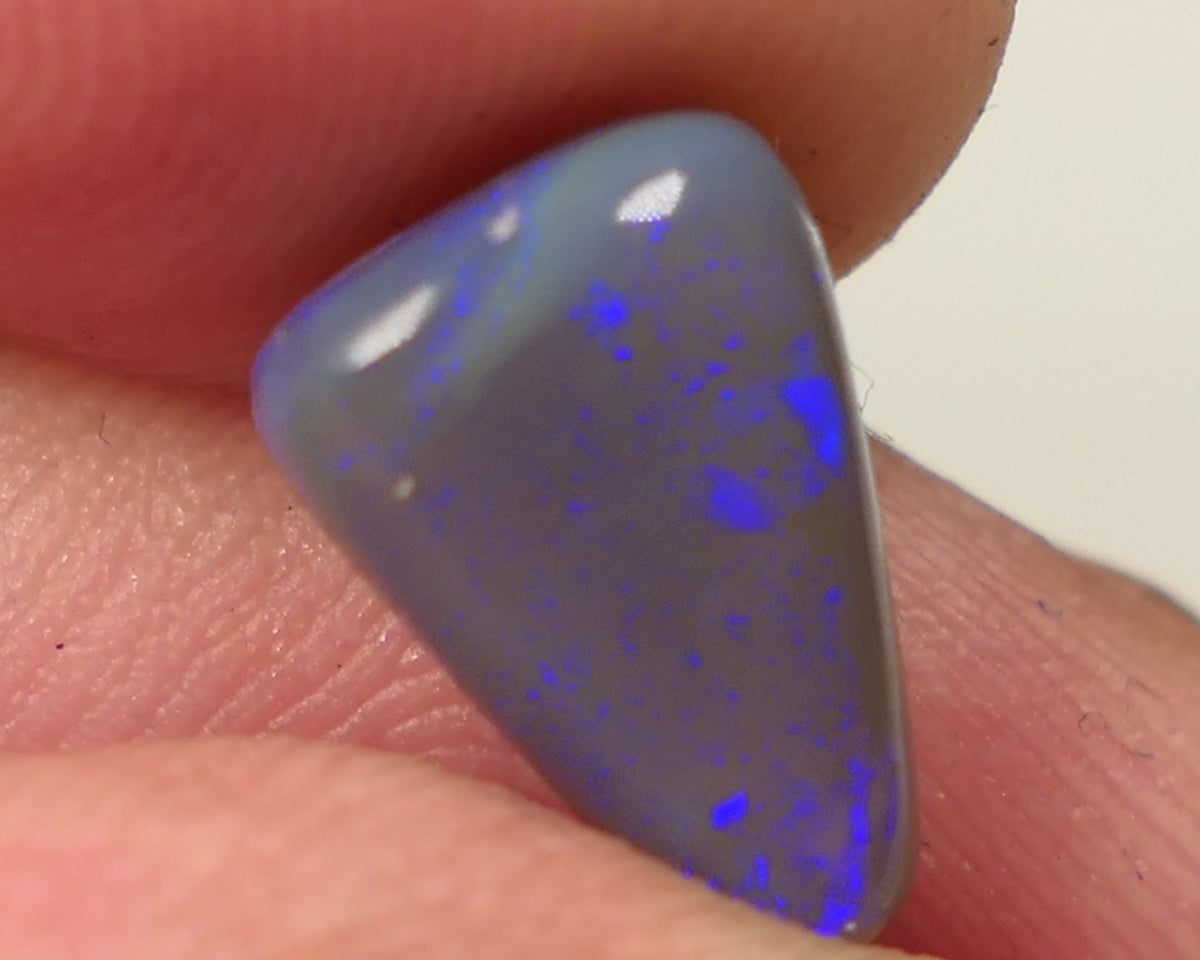 Lightning Ridge Dark Crystal opal Gemstone 3.3cts Polished ready for setting Some Nice Blue colours 12x8x5mm SKU#0444