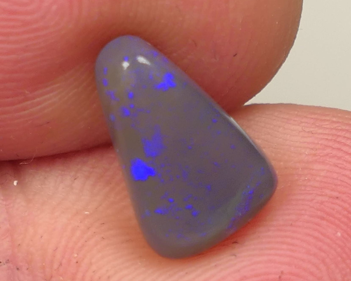 Lightning Ridge Dark Crystal opal Gemstone 3.3cts Polished ready for setting Some Nice Blue colours 12x8x5mm SKU#0444