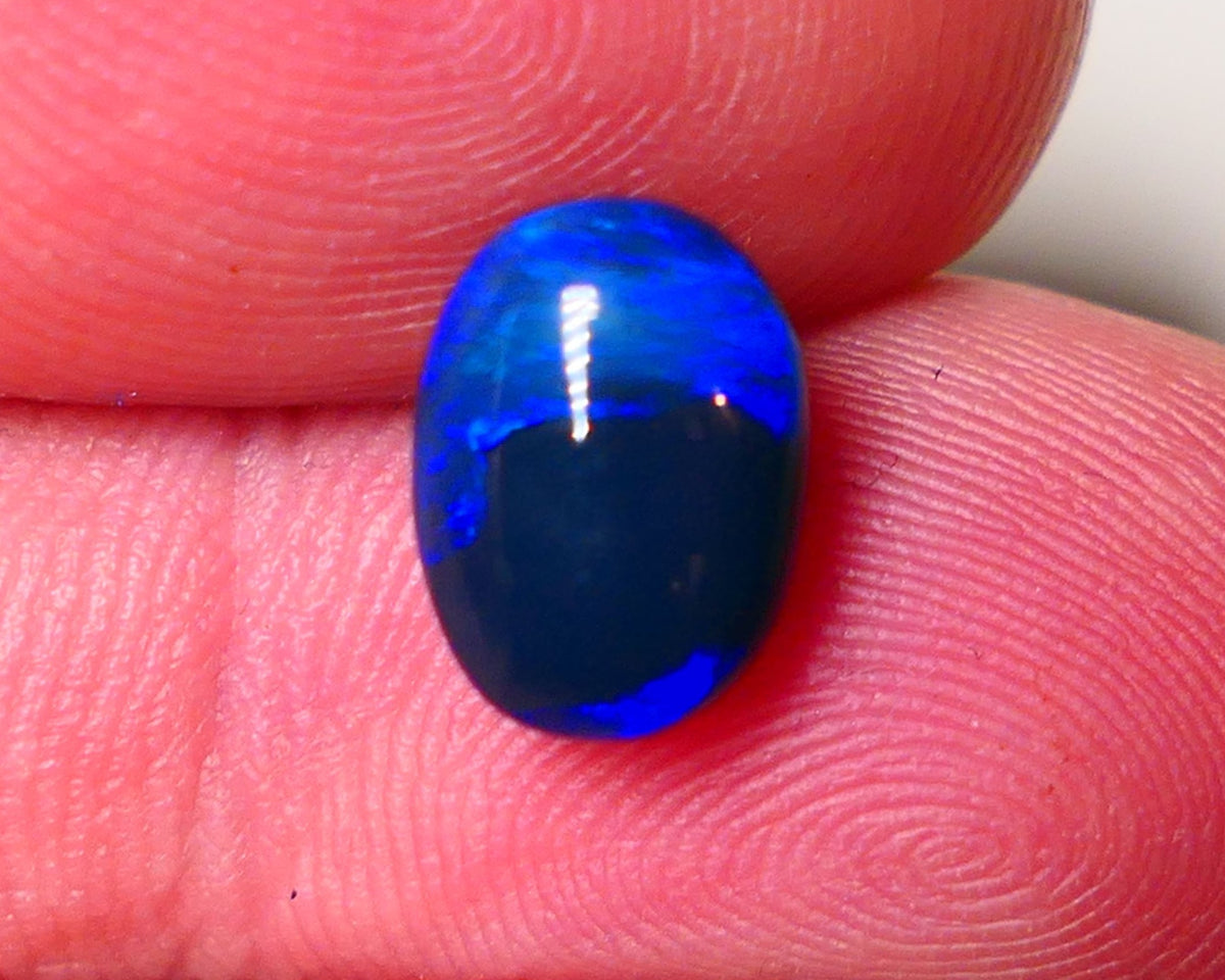 Lightning Ridge Black Crystal Opal Gemstone 2.40cts Gem Grade Mulga® N4 Black Body Tone High dome B6 Brightness Stunning Royal Blues 10x6x5mm UK07