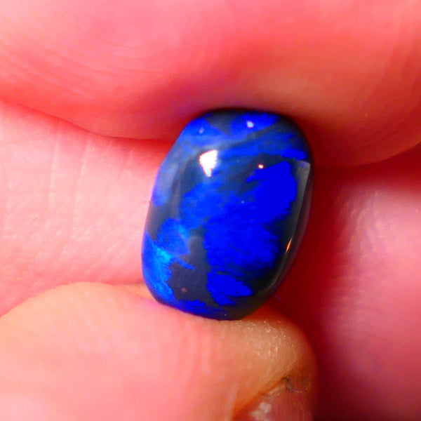 Lightning Ridge Black Crystal Opal Gemstone 2.40cts Gem Grade Mulga® N4 Black Body Tone High dome B6 Brightness Stunning Royal Blues 10x6x5mm UK07