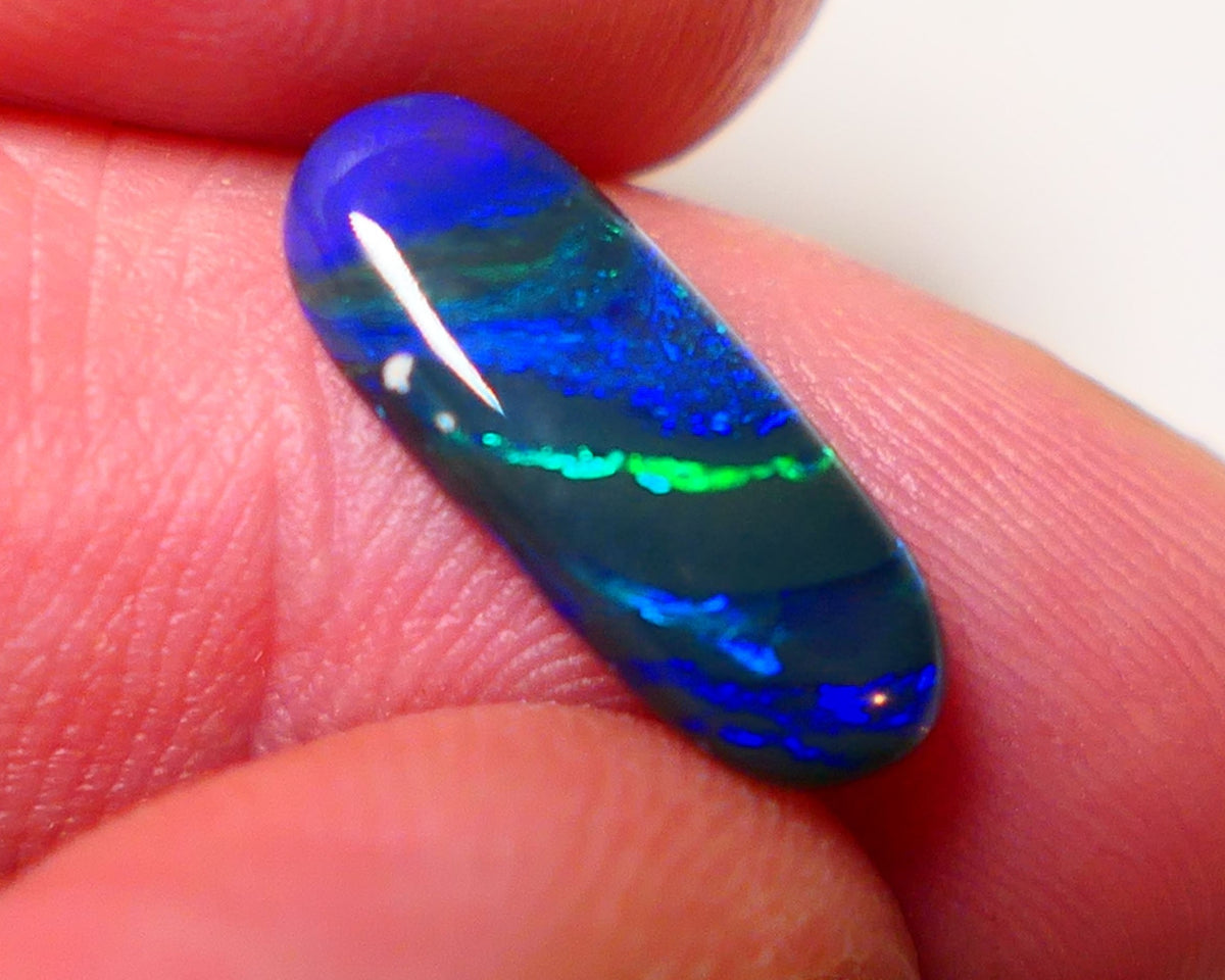 Lightning Black Opal Gemstone 2.4cts Gem Grade Mulga® N3 Black Body Tone B4 Brightness Stunning Multifires 15x6x3mm UK06