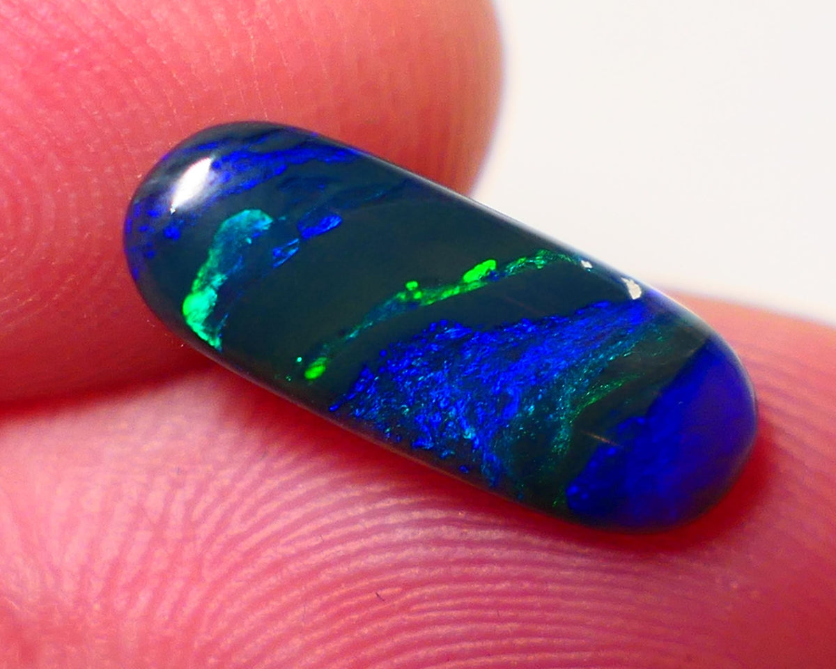 Lightning Black Opal Gemstone 2.4cts Gem Grade Mulga® N3 Black Body Tone B4 Brightness Stunning Multifires 15x6x3mm UK06