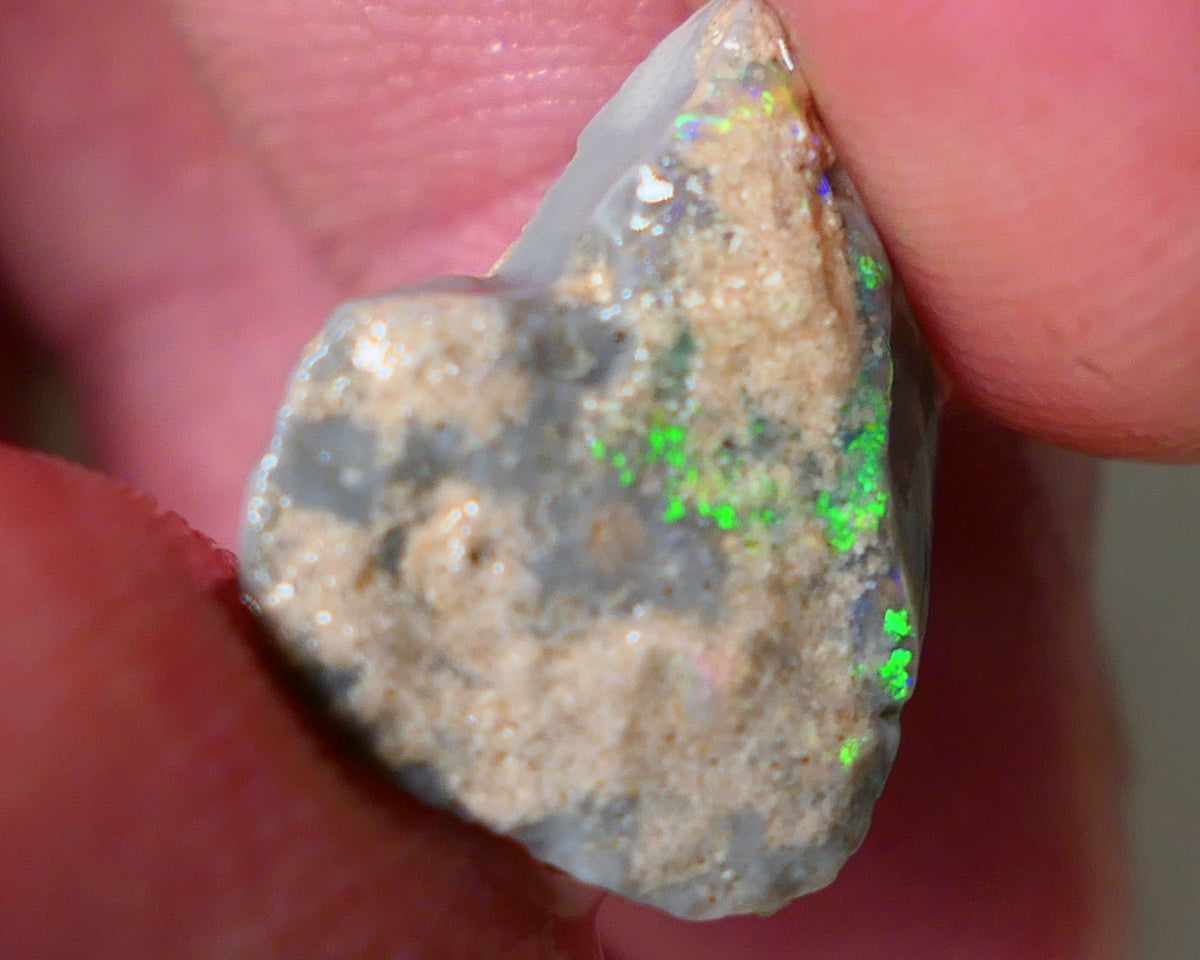 Lightning Ridge Rough Opal 8cts Dark Base Gamble Seam Showing Gem Bright Multifires bar 18x14x6mm WAE18