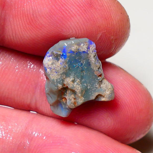 Lightning Ridge Rough Opal 9.5cts Dark Base Pea Knobby showing nice  Bright colours 15x13x12mm 0702