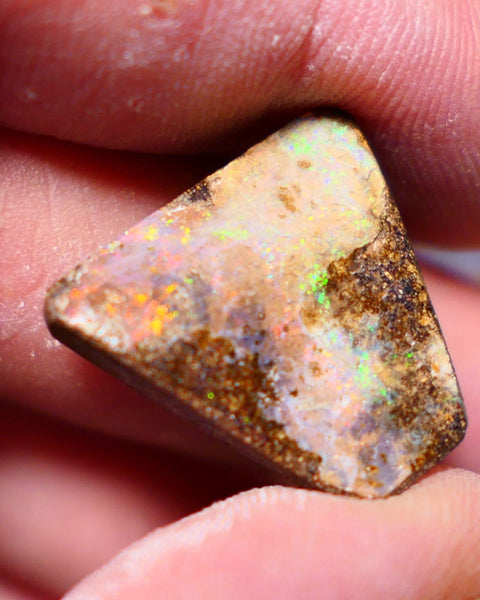 Australian Queensland Boulder opal Polished Gemstone Picture stone 15.75cts Orange/Yellow fires 20x19x5mm BO010