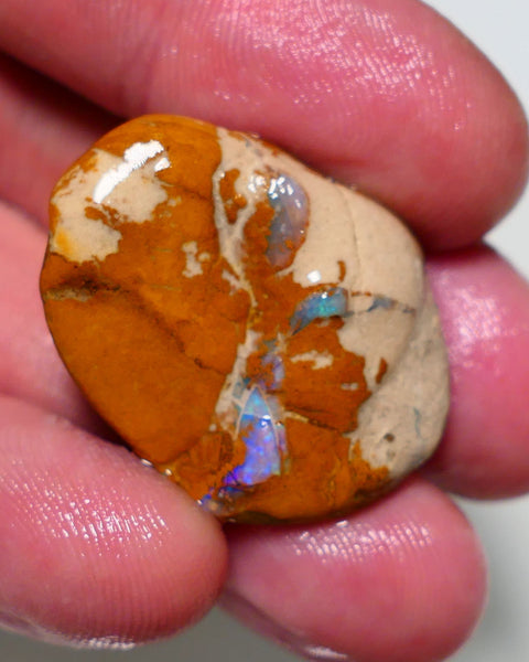 Lightning Ridge Rough Opal 48cts Formation showing some nice blue fires 30x24x14mm 1204