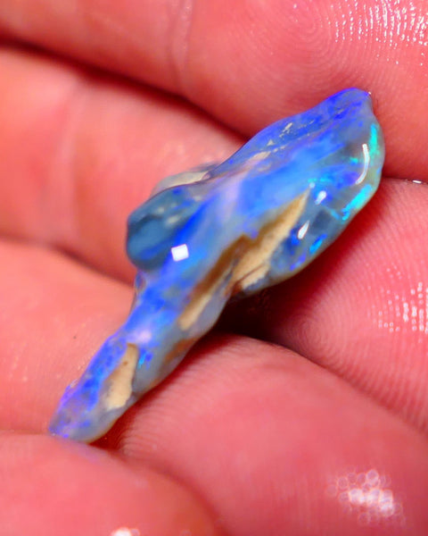 Lightning Ridge Rough Opal 15cts Nice sized Dark Crystal Seam Gorgeous Bright fires in bar to carve or cut 29x19x8mm 1315