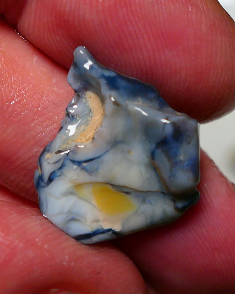 Lightning Ridge Opal Dark base Seam Rough 9.50cts Gorgeous Stunning Very Bright Royal Blue fires 21x19x7mm 1313