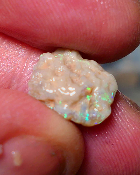 Lightning Ridge Rough Opal 4cts Small knobby formation showing some bright multicolour 14x10x5mm 1411