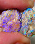 Lightning Ridge 26cts Very Bright pair of gorgeous Dark base Crystal Opalised fossil rough to cut/carve Vibrant Blue/purple/green 18x18x11mm & 2x12x9mm A1529