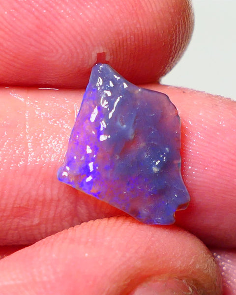 Lightning Ridge Rough Opal 1.40cts Thin Dark Base Seam showing Nice bright blues colours 13x12x2mm A1544