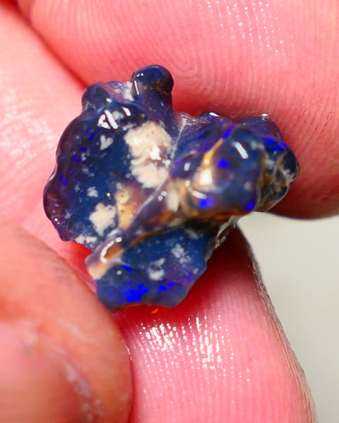 Lightning Ridge Rough Opal 8cts Blue on Black Gamble Seam Nice Blues 16x11x11mm NS029