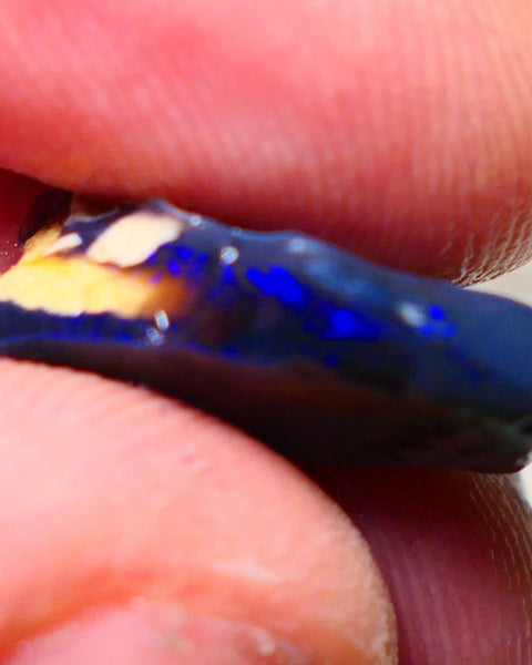 Lightning Ridge Rough Black Seam Opal  9.25cts Gorgeous bar to cut nice Bright blue colours 20x12x6mm NSW011