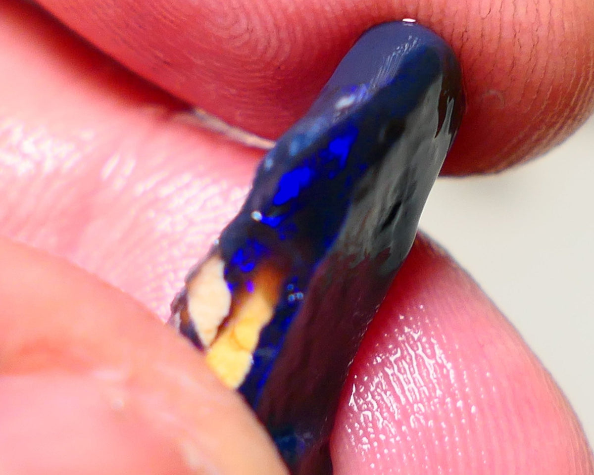 Lightning Ridge Rough Black Seam Opal  9.25cts Gorgeous bar to cut nice Bright blue colours 20x12x6mm NSW011