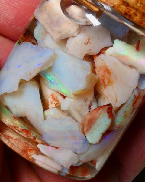 Coober Pedy Opal Rough Parcel Light & Crystal 120cts Gamble but has lots Multicolours / colours to go at 15mm to chip size CPJAR04