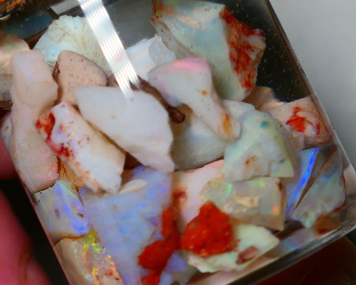 Coober Pedy Opal Rough Parcel Light & Crystal 120cts Gamble but has lots Multicolours / colours to go at 15mm to chip size CPJAR05