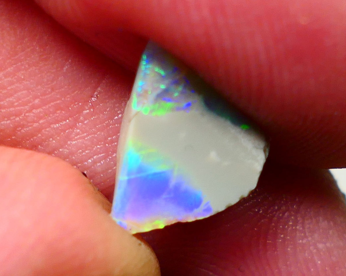 Lightning Ridge Rough / Rub Seam opal Miners Bench® 1.40cts Exotic Bright Yellow/Blue/Teal Fires 11x10x2mm AUCTION NS093