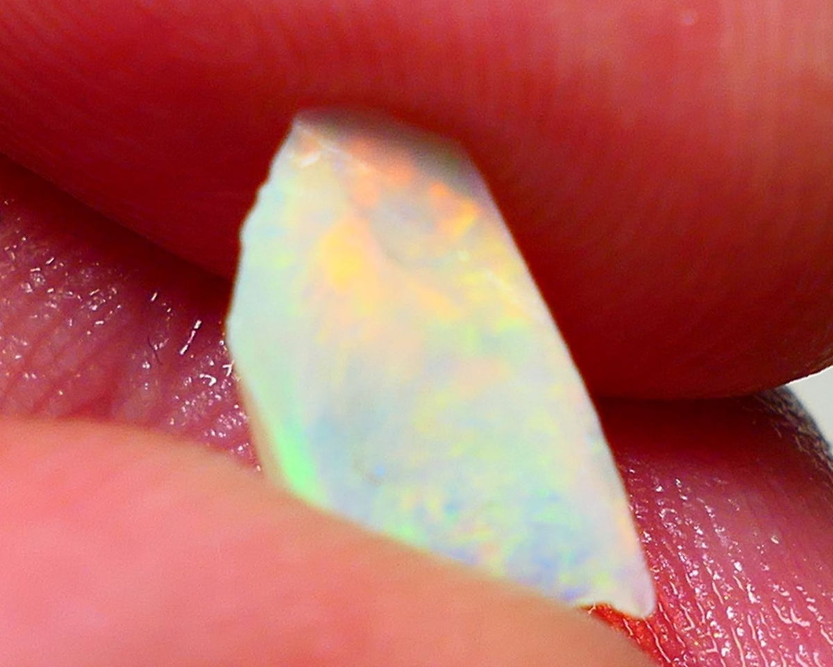 Coober Pedy Opal Rough n Rub Light base  small 1.20cts Orange dominant Bright Multicolours Broad-flash Face 11x6x3mm NS115