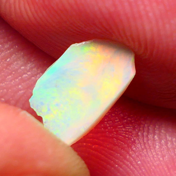 Coober Pedy Opal Rough n Rub Light base  small 1.20cts Orange dominant Bright Multicolours Broad-flash Face 11x6x3mm NS115