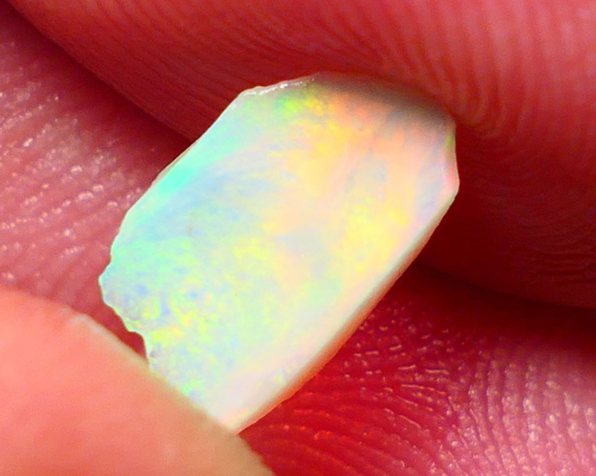 Coober Pedy Opal Rough n Rub Light base  small 1.20cts Orange dominant Bright Multicolours Broad-flash Face 11x6x3mm NS115